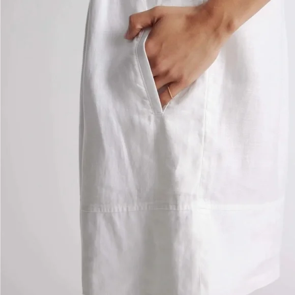 Quince White Button-Front Mini Dress - Picture 3 of 11